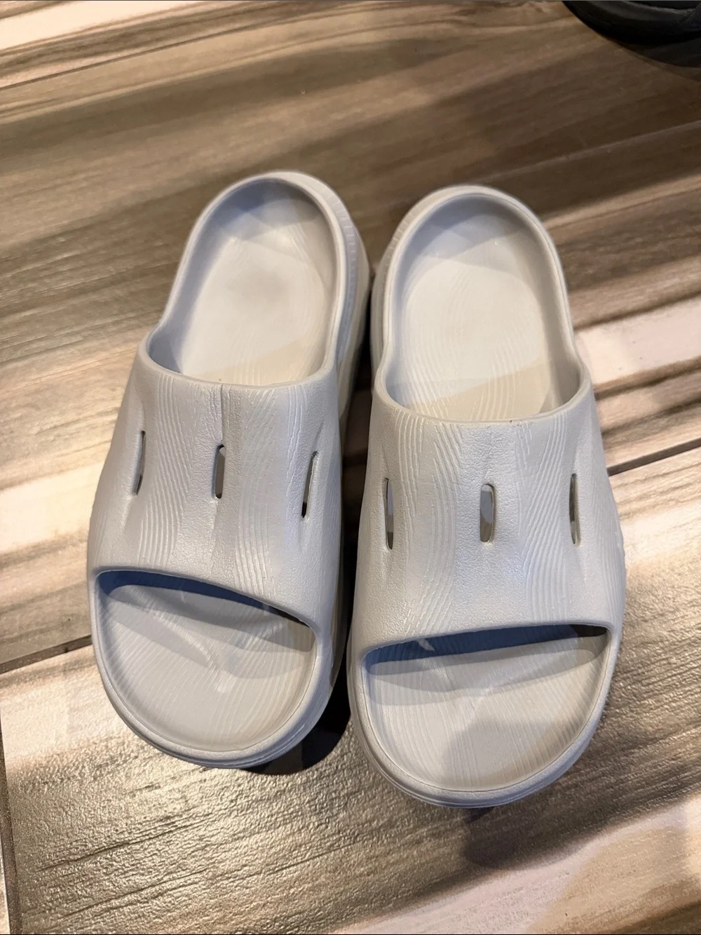 Hoka men White Slide Sandals with Vent Cutouts